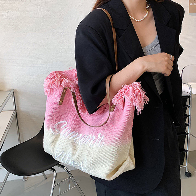 Gradient Color Style Tassel Tote For Women