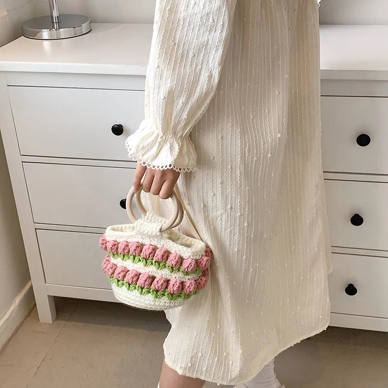 High Quality Woven Crochet Bucket Bag