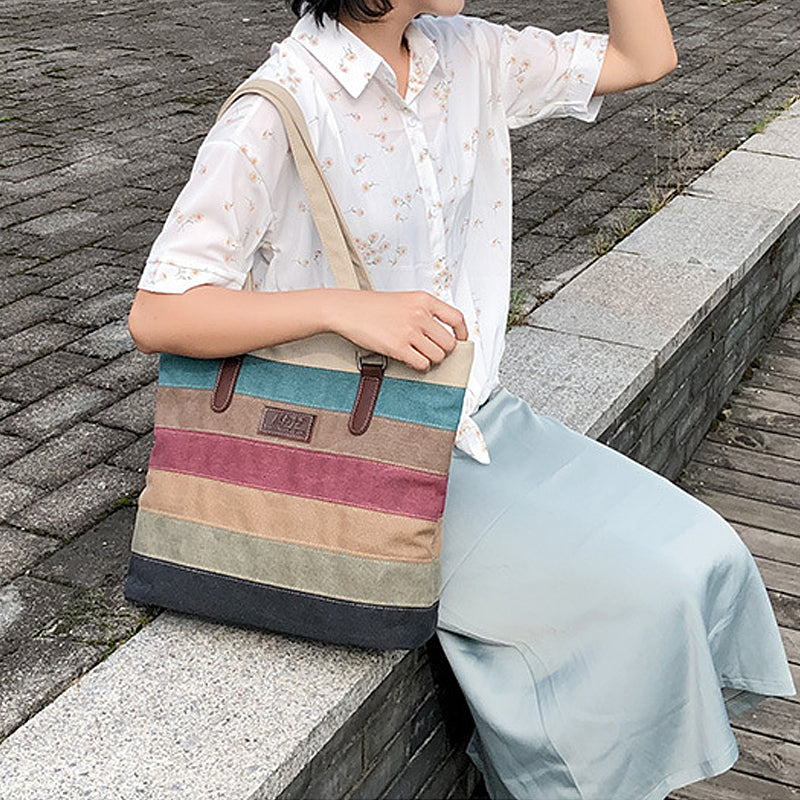 Contrast Stripe Tote Bag