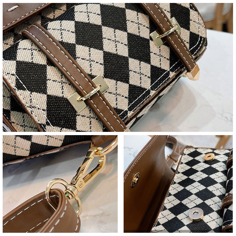 Checkered Pattern Square Backpack
