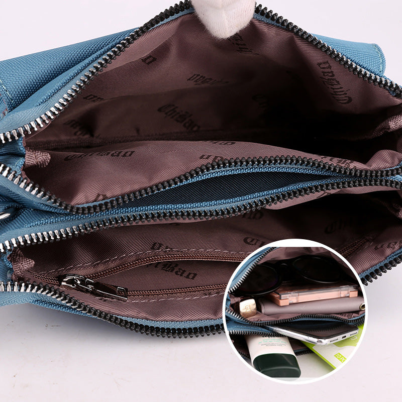 Nylon Multilayer Zip Crossbody Bag