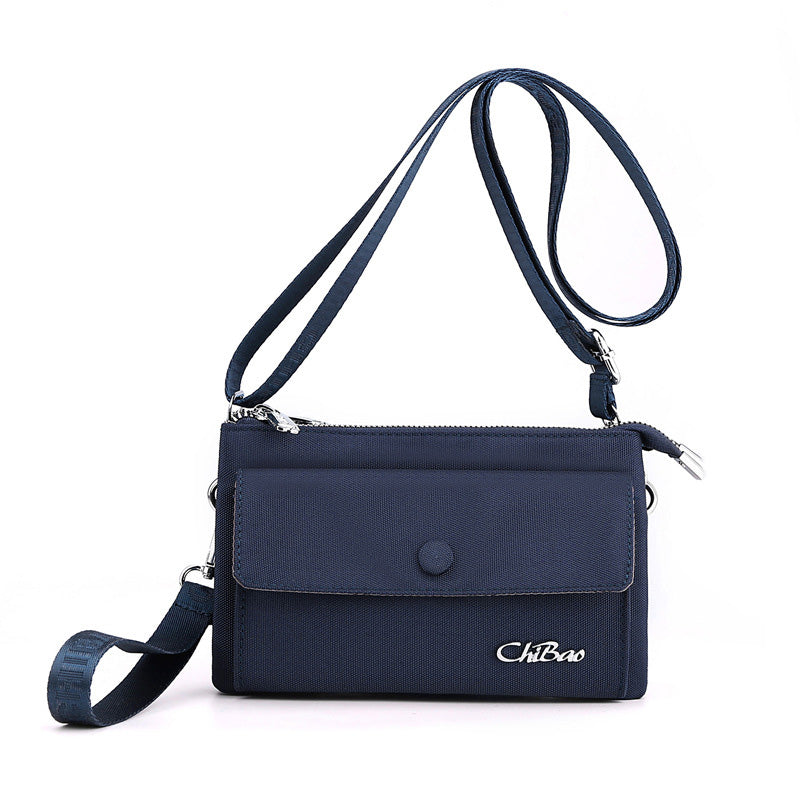 Nylon Multilayer Zip Crossbody Bag