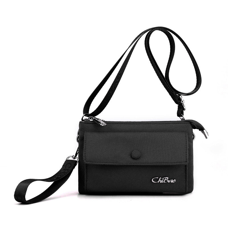 Nylon Multilayer Zip Crossbody Bag