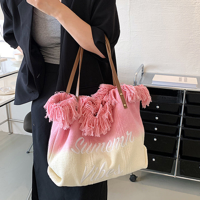 Gradient Color Style Tassel Tote For Women