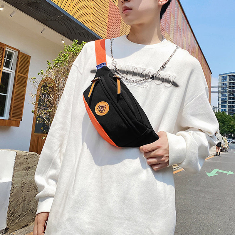 Trendy Color Contrast Messenger Chest Bag