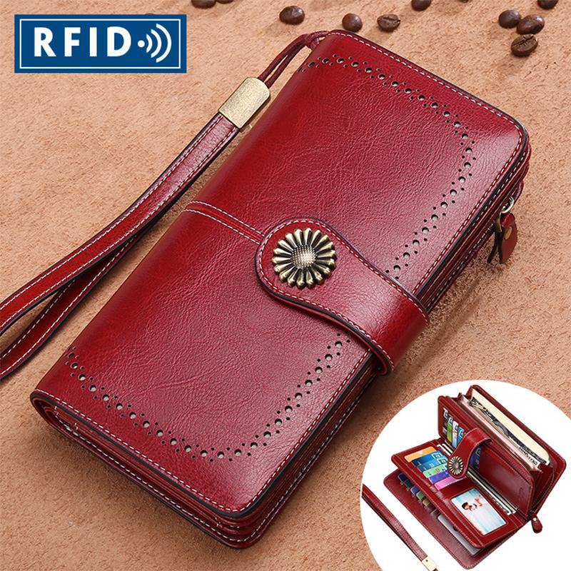 Long retro phone wallet -Cow Leather