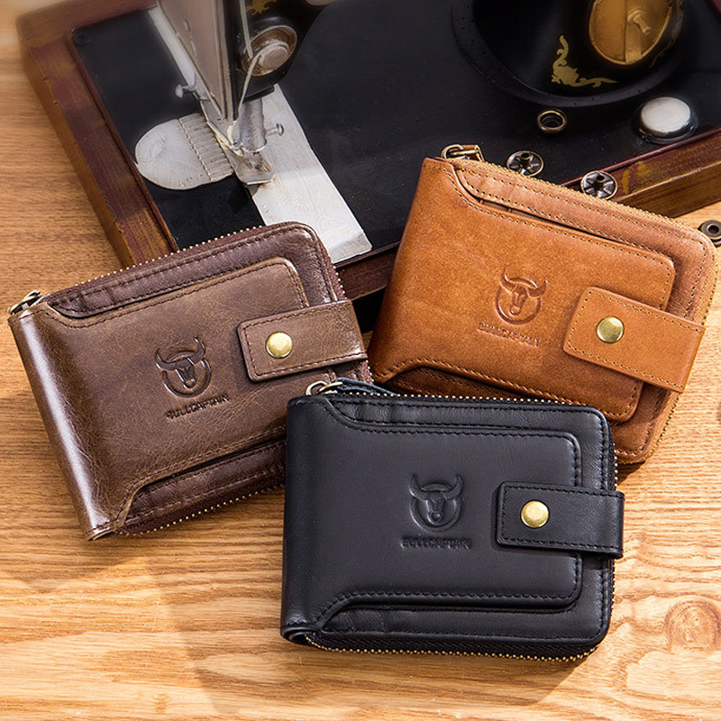 Men's RFID Genuine Leather Multifunctional Short Wallet