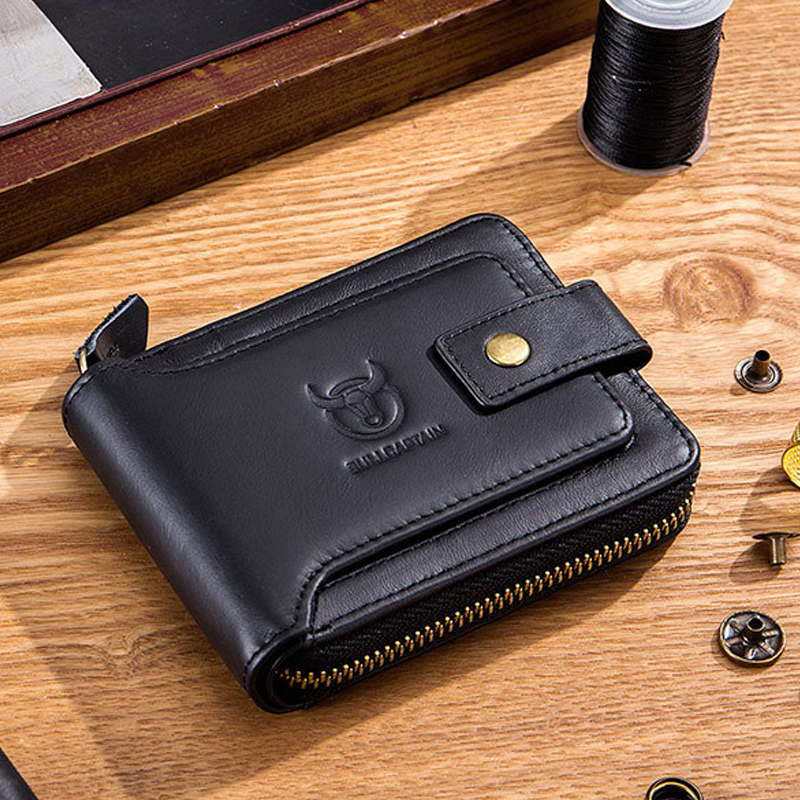 Men's RFID Genuine Leather Multifunctional Short Wallet