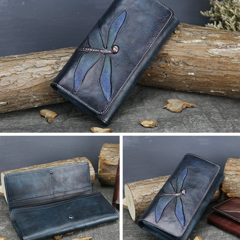 Retro Dragonfly Leather Purse