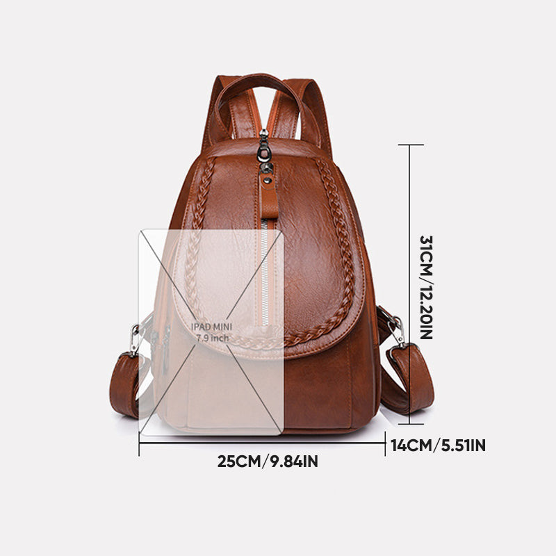 Twist Clamshell Leather Backpack