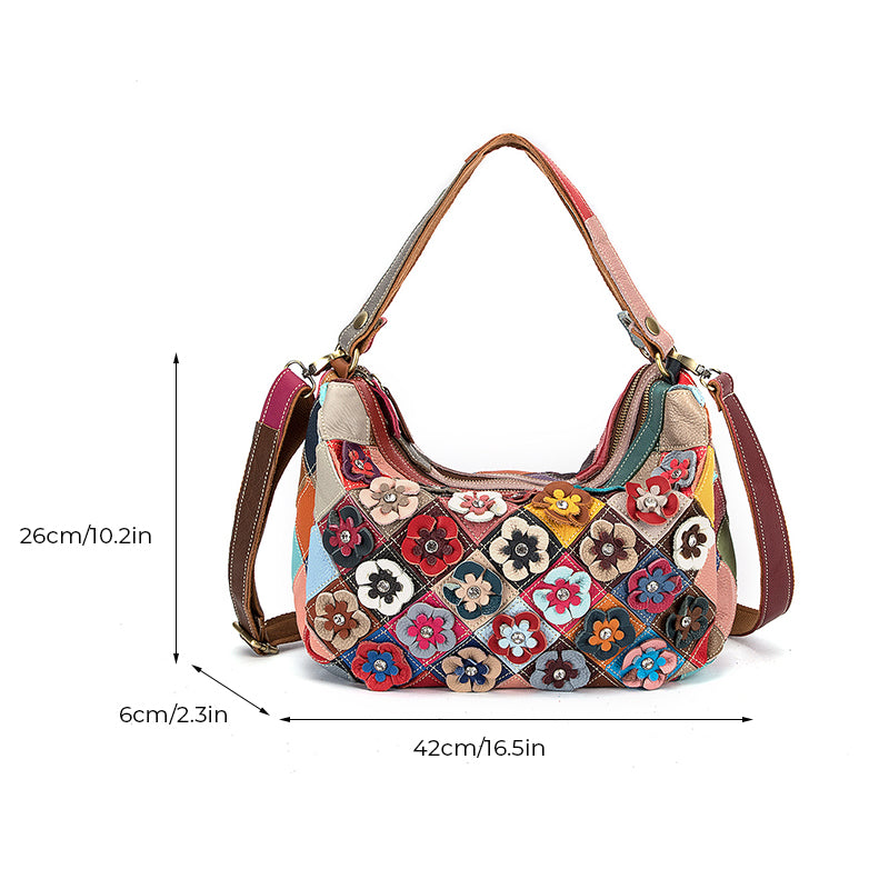 Multi-Color Floral Boston Shoulder Bag