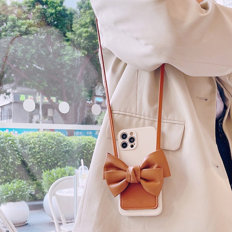 Leather bowknot case for iPhone