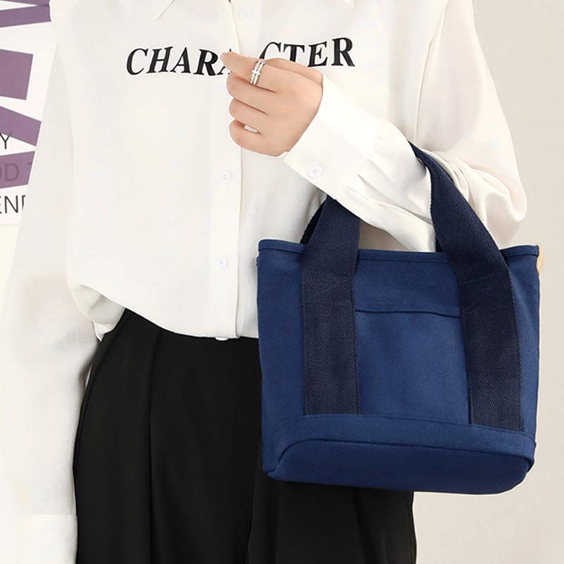 Women's Small Casual Canvas Multi-pocket Tote Handbag