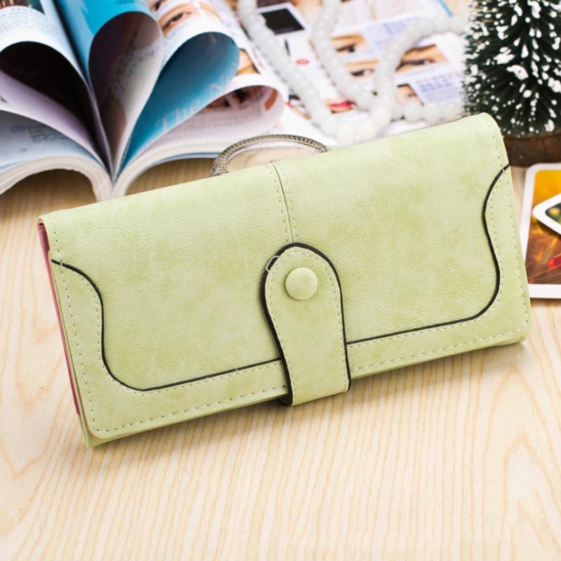 Solid Women's Vegan Long Wallet, Solid Magnetic button Muliti-Slot Card Holder