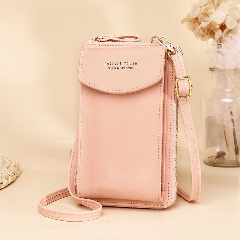 Letter Graphic Flap Phone Wallet Bag, Crossbody Phone Pouch with Long Strap Zips