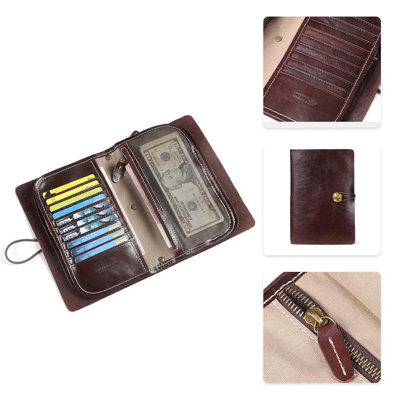 Men's Leather Large Capacity Clutch Wallet, Vintage Card Holder