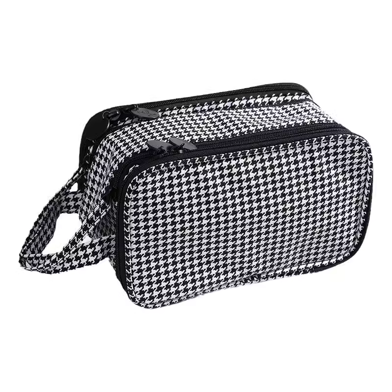 Houndstooth Large Capacity Cosmetic Bag