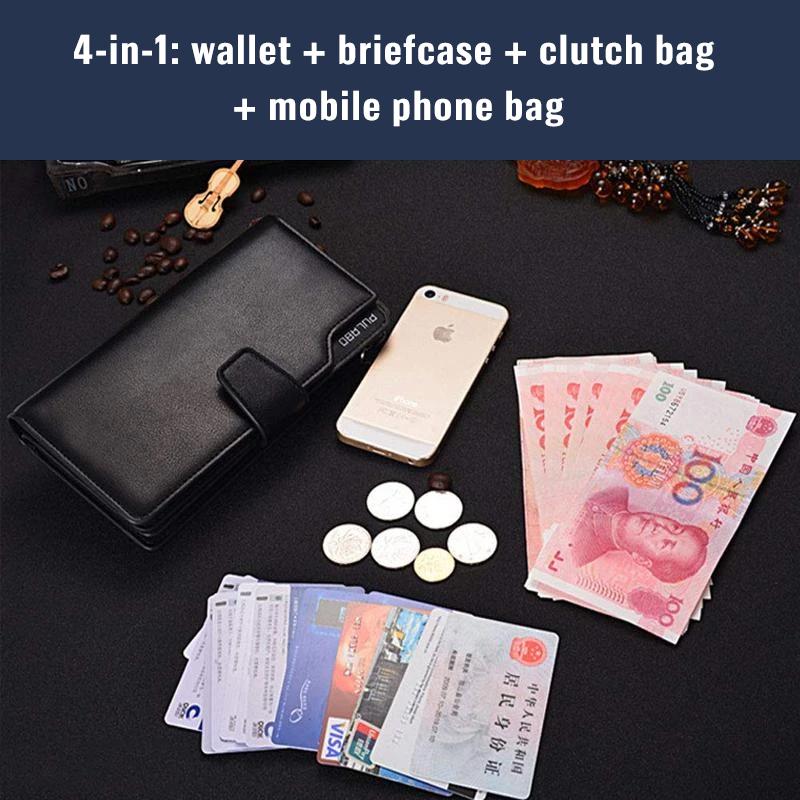 Men's Long Wallet With Wristlet, Multi-Pocket Cell Phone/Card Holder Clutch Bag