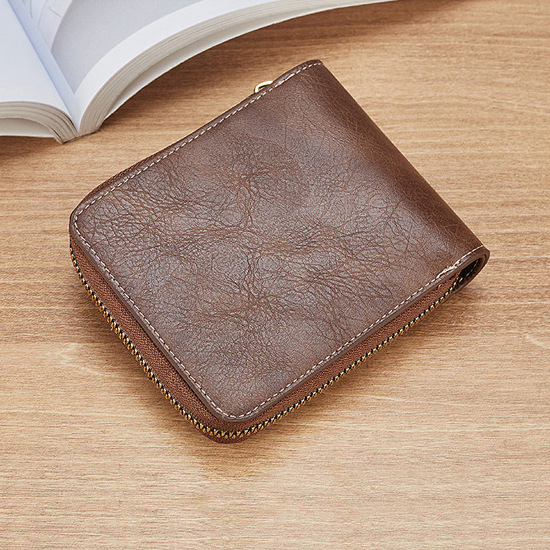 Men's New Short Fashion Multi-card Horizontal Zipper Wallet