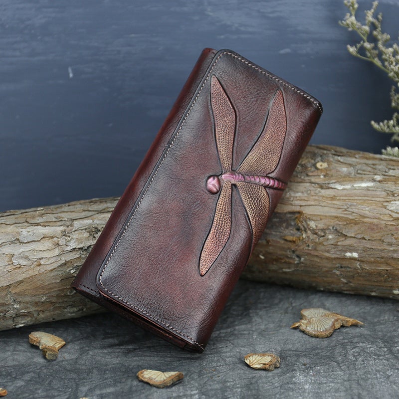 Retro Dragonfly Leather Purse