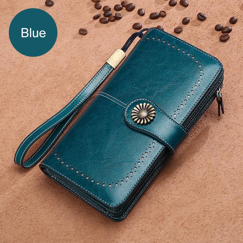 Long retro phone wallet -Cow Leather