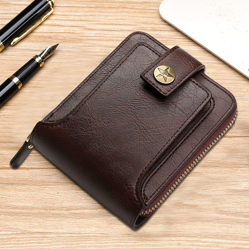 Men's New Short Fashion Multi-card Horizontal Zipper Wallet