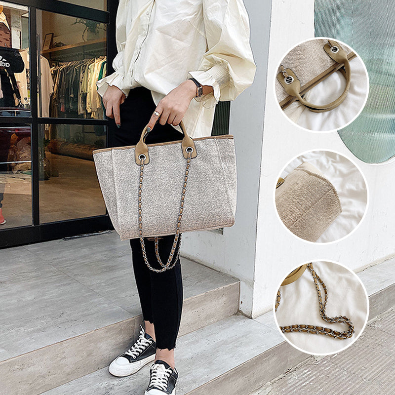 Crossbody Canvas Tote For Women Chain Strap Bucket Bag