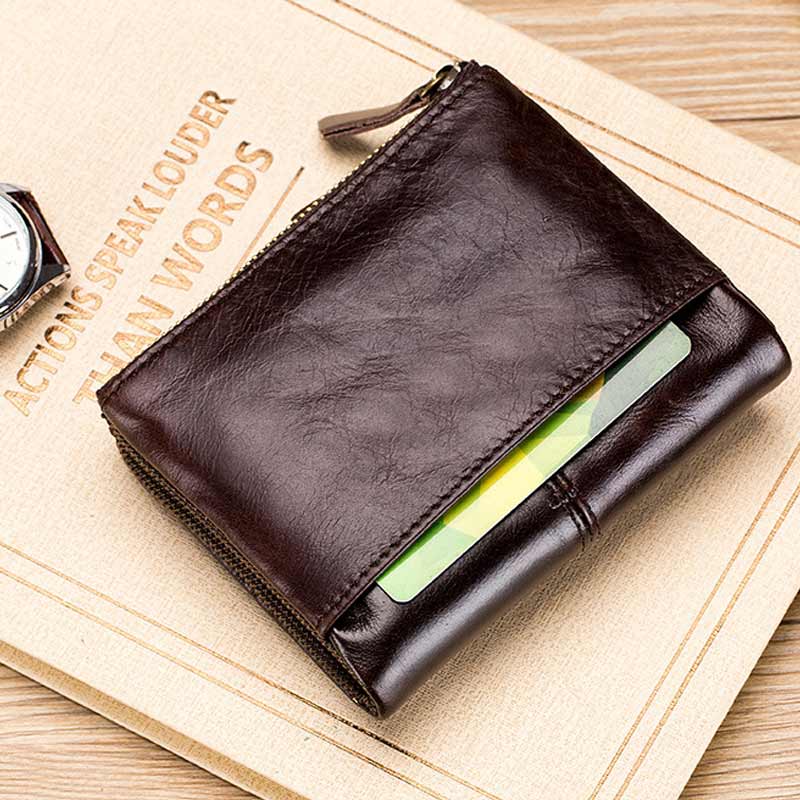 Men's Waxed Cowhide Buckle Wallet