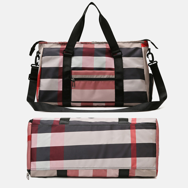 Large Plaid Oxford cloth Weekender/Overnight Travel Bag