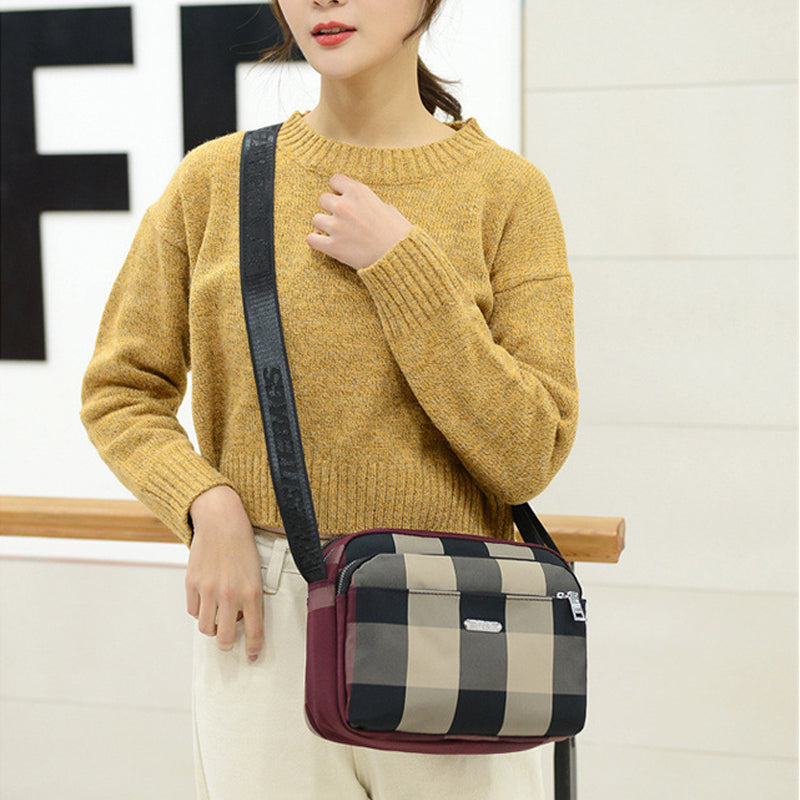 Convenient Multi-layer Plaid Women's Shoulder Bag