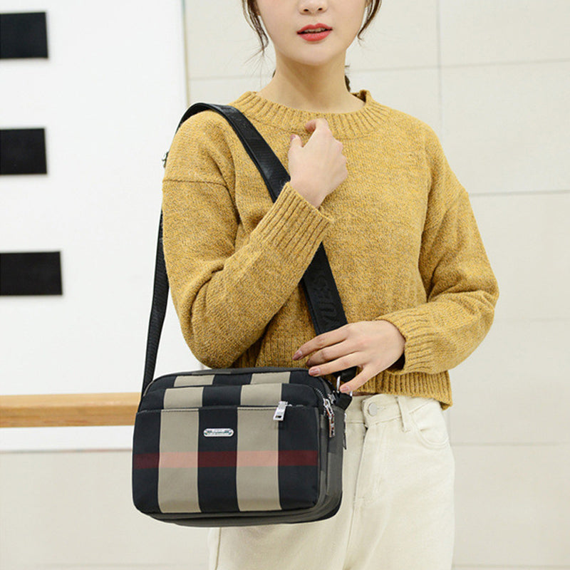 Convenient Multi-layer Plaid Women's Shoulder Bag