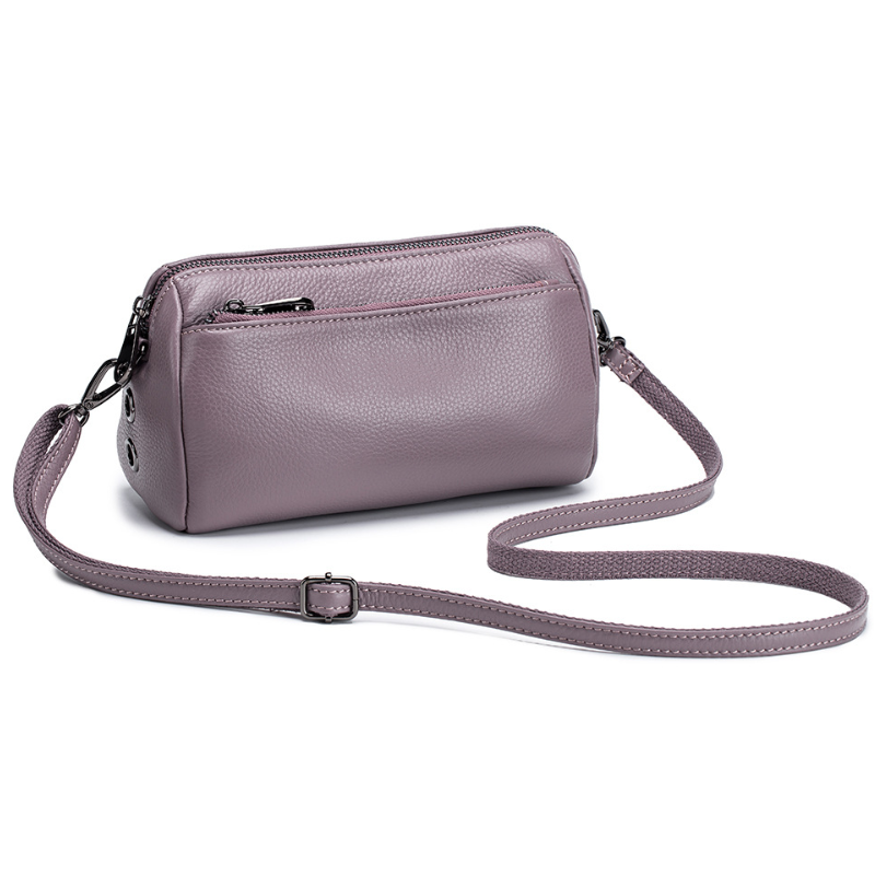 Simple Genuine Leather Diagonal Bag