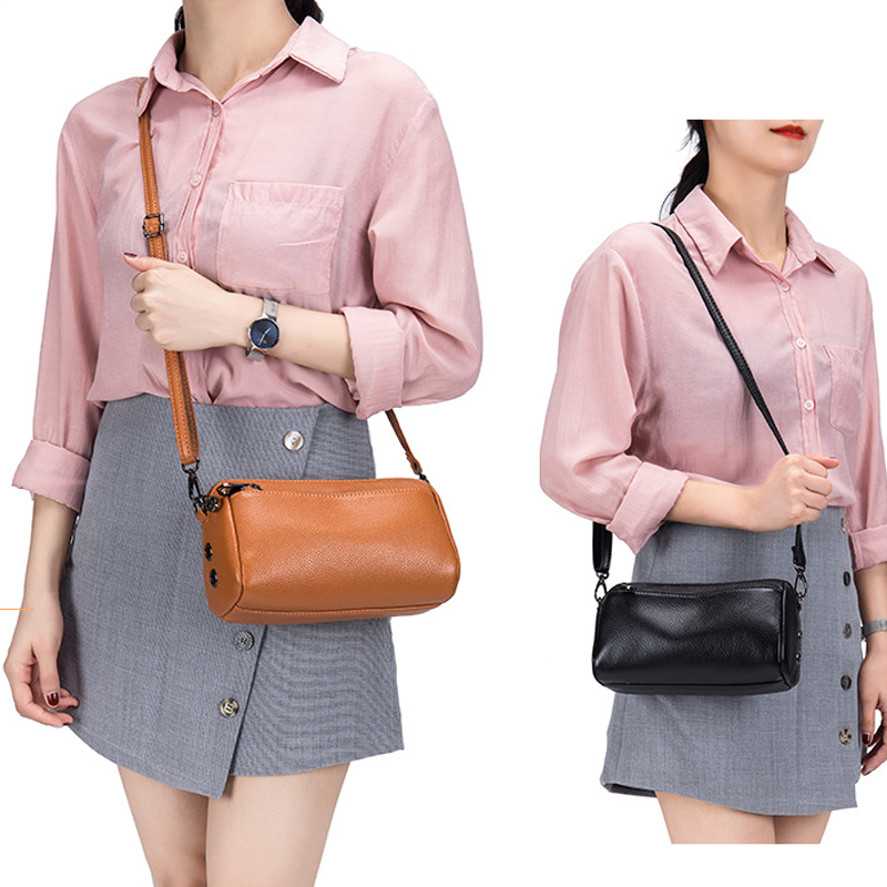 Simple Genuine Leather Diagonal Bag