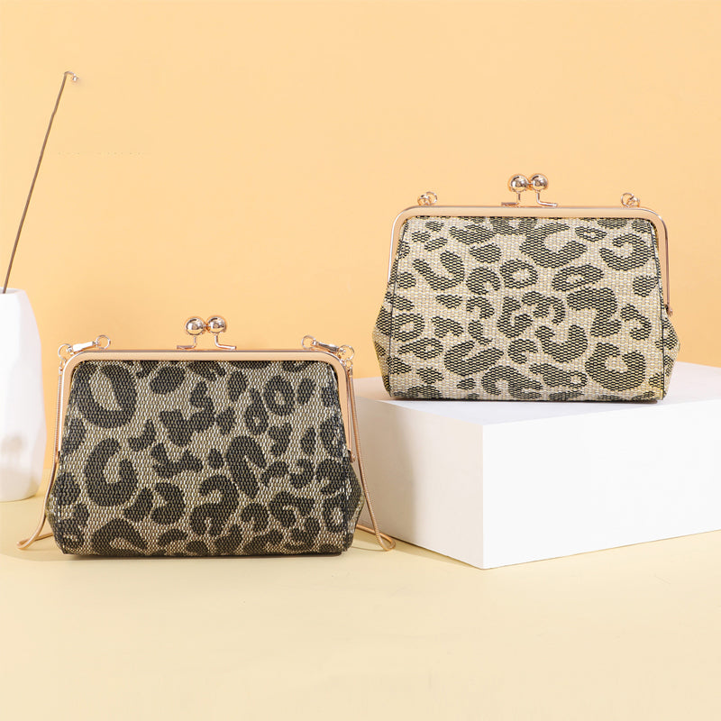 Vintage Leopard-print Leather Shoulder Bag