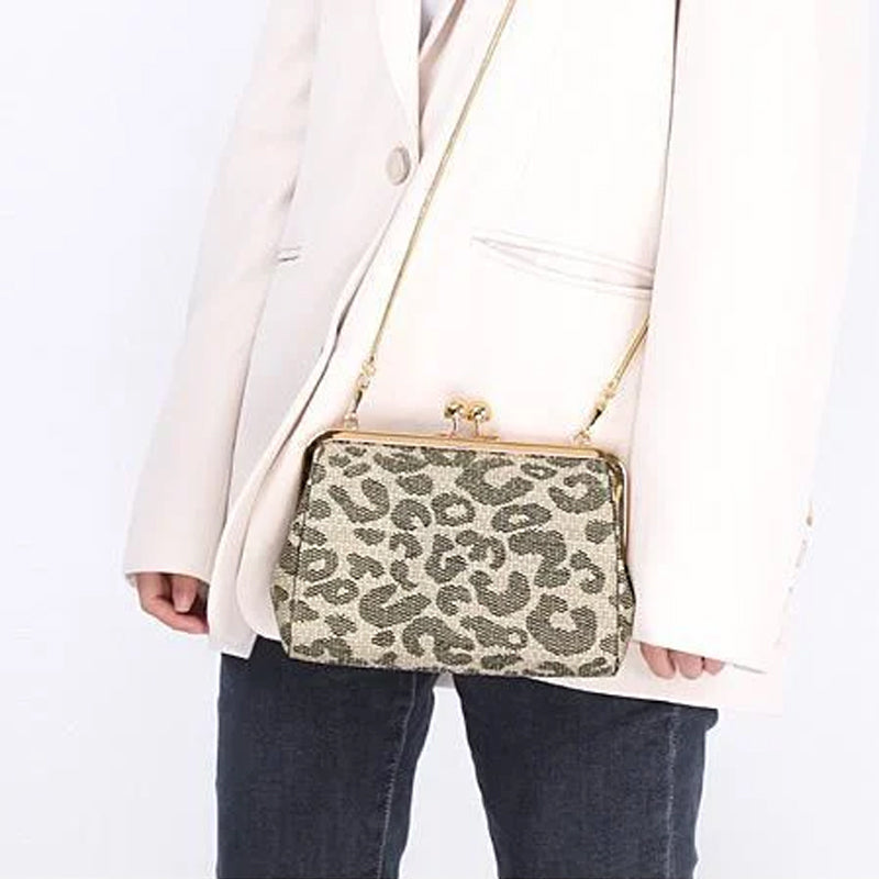 Vintage Leopard-print Leather Shoulder Bag