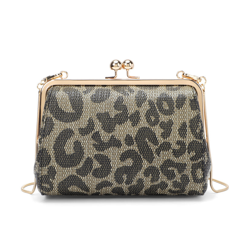 Vintage Leopard-print Leather Shoulder Bag