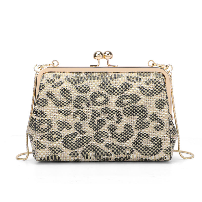 Vintage Leopard-print Leather Shoulder Bag