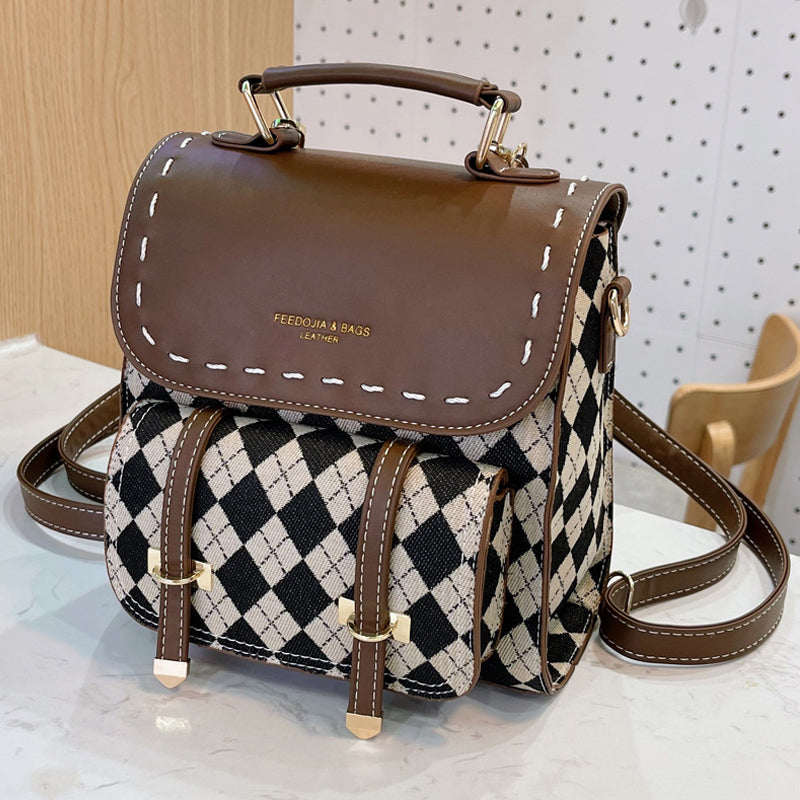 Checkered Pattern Square Backpack